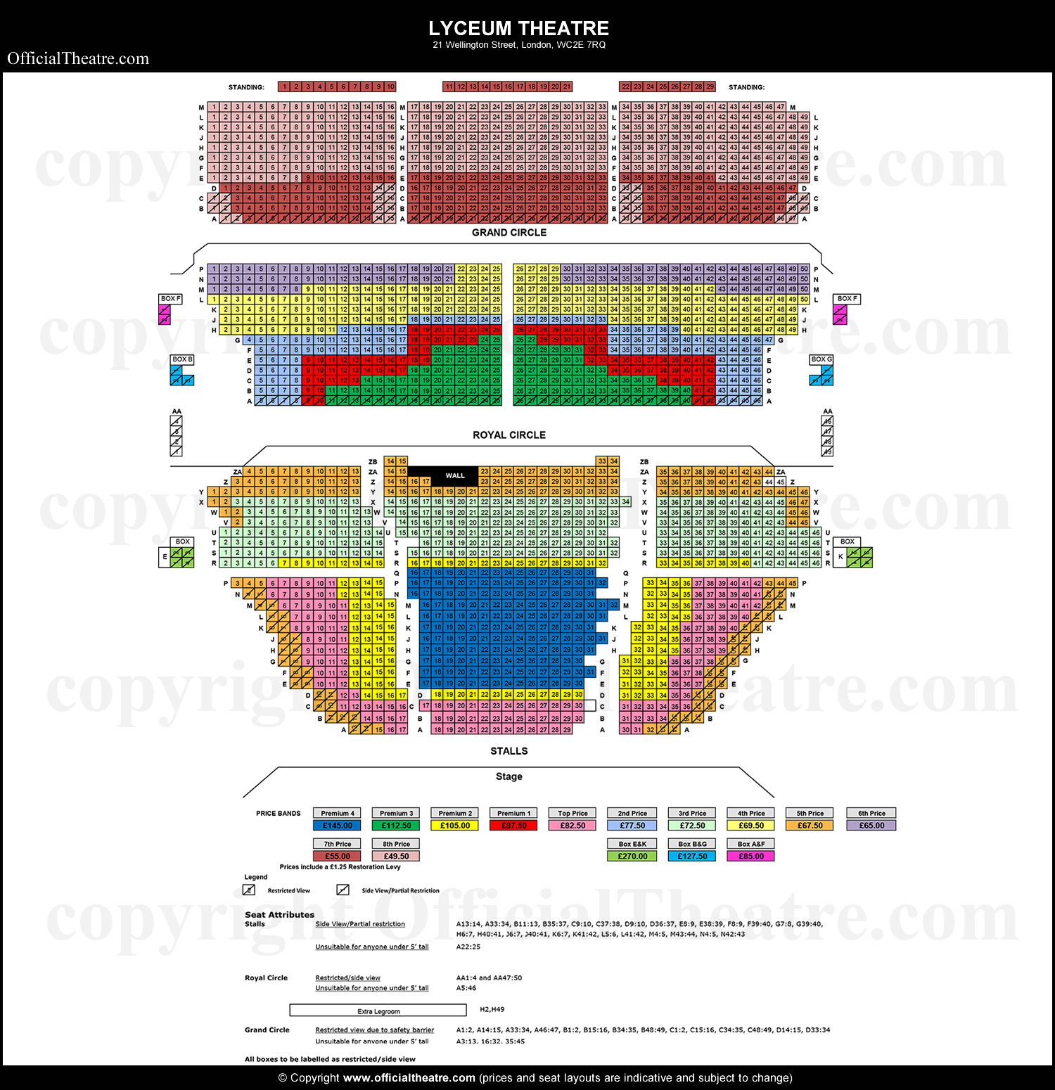 Lyceum Theatre seating plan